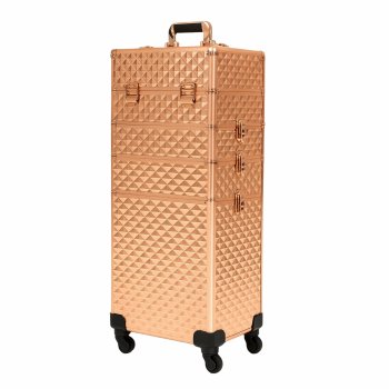 Large Professional Makeup Case Organizer, rose gold