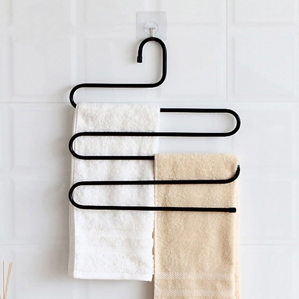 Space Saving Pants Hanger for 5 Pairs, Steel Closet Organizer, Black (0)