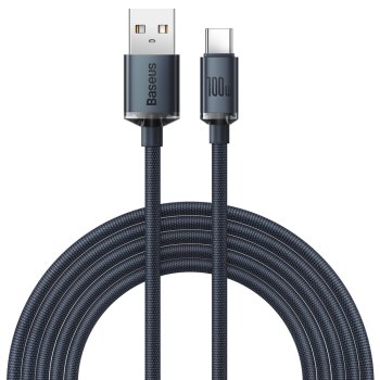 Baseus Crystal Shine USB Type C Data Charging Cable 100W, 2m, Black