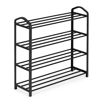 Metal Shoe Rack 4-Tier Organizer for 12 Pairs by ModernHome, black