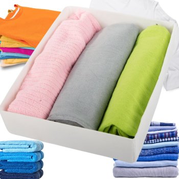 Drawer Organizer for Clothes and Underwear, Closet Storage Box, White