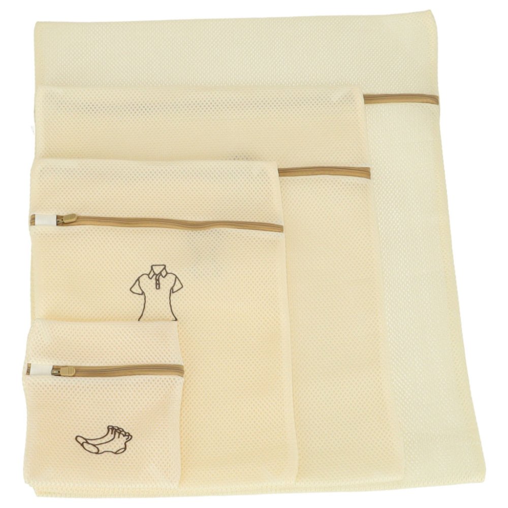 Zippered Mesh Laundry Bags for Delicates, Set of 6, Beige (3)