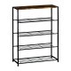 Industrial 5-Tier Shoe Rack, Metal and Wood Storage Organizer