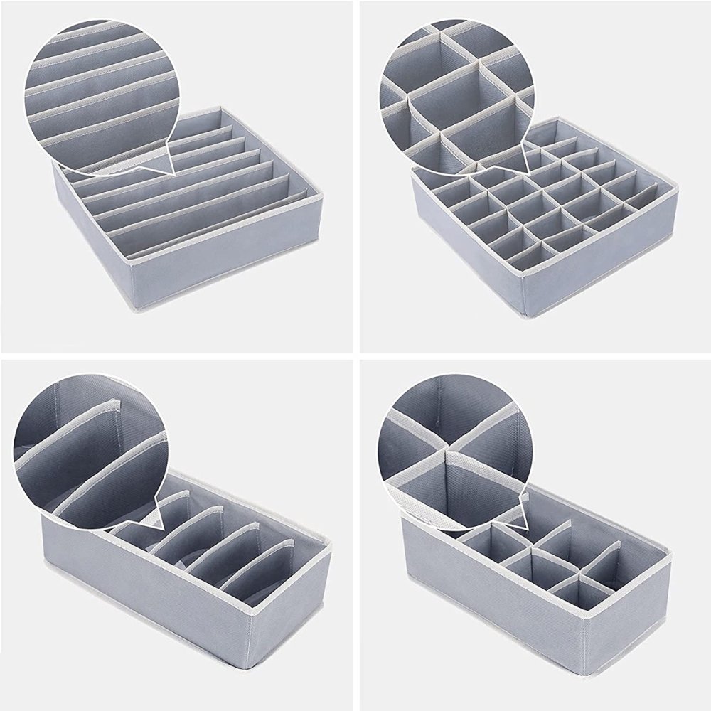 Set of 4 Collapsible Storage Boxes Sock Underwear Ties Drawer Closet Organizer (3)