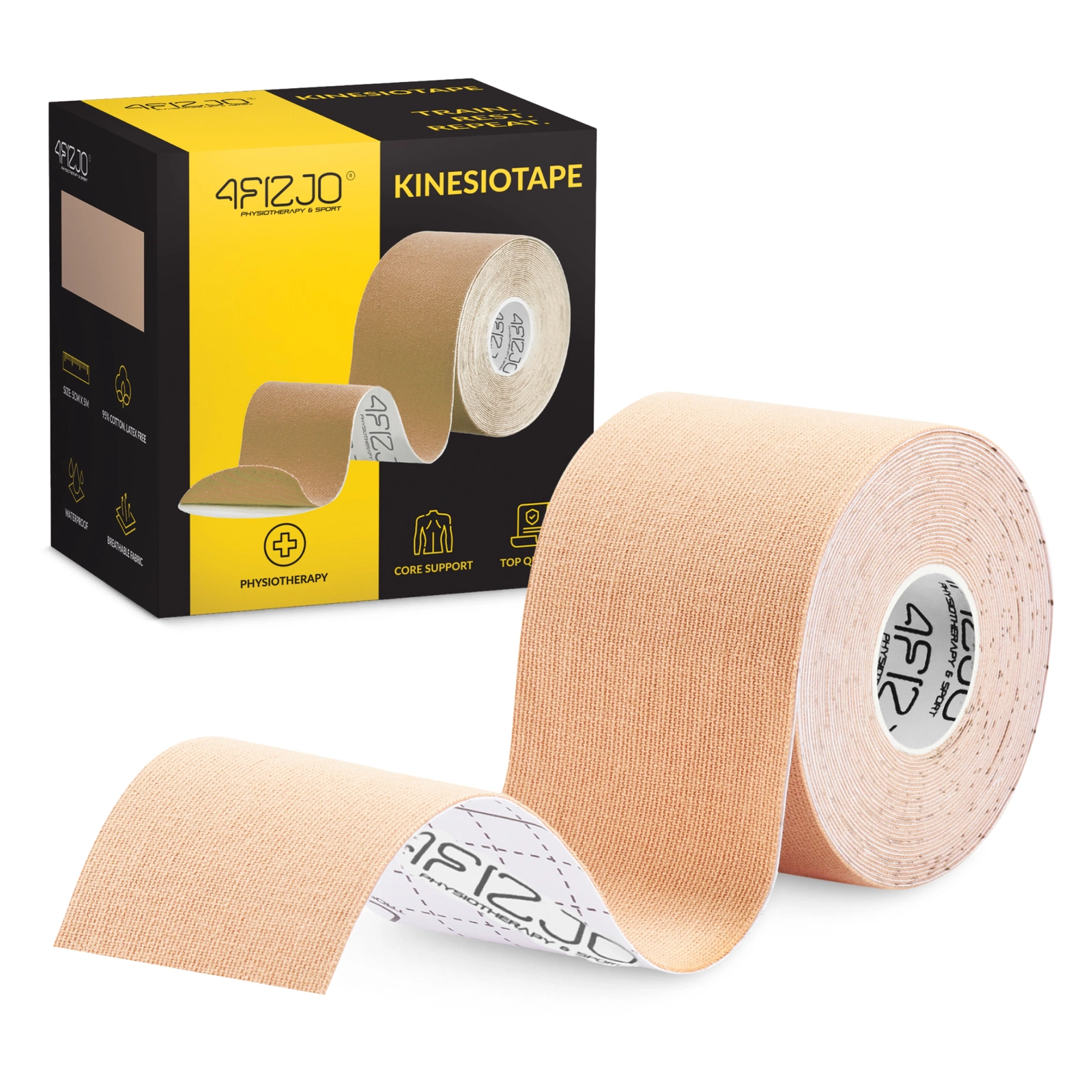 Waterproof Kinesiology Tape 4FIZJO 5 cm x 5 m, Beige
