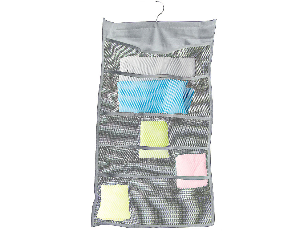 Double-Sided Hanging Closet Organizer for Underwear, 22 Pockets, Grey (2)
