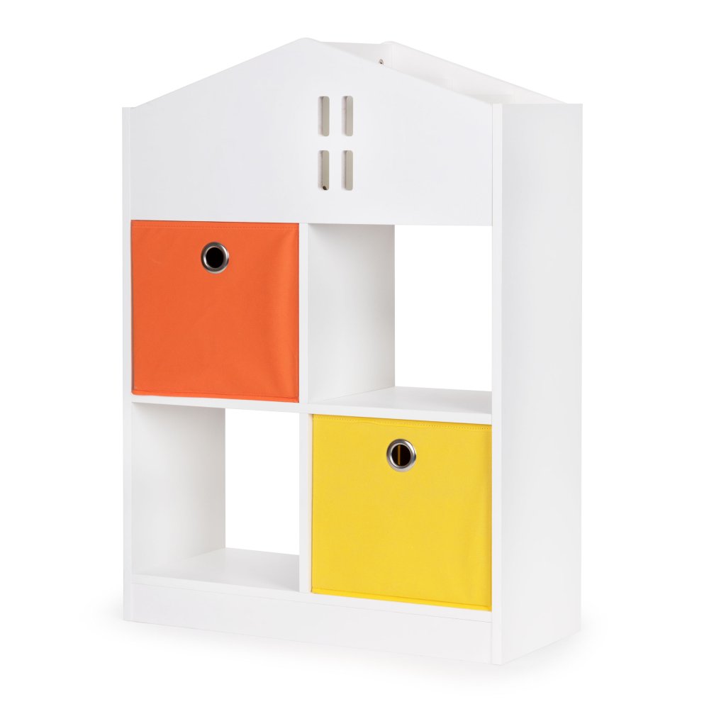 ECOTOYS Kids Bookshelf House Toy Storage Organizer for Nursery Playroom, White (1)