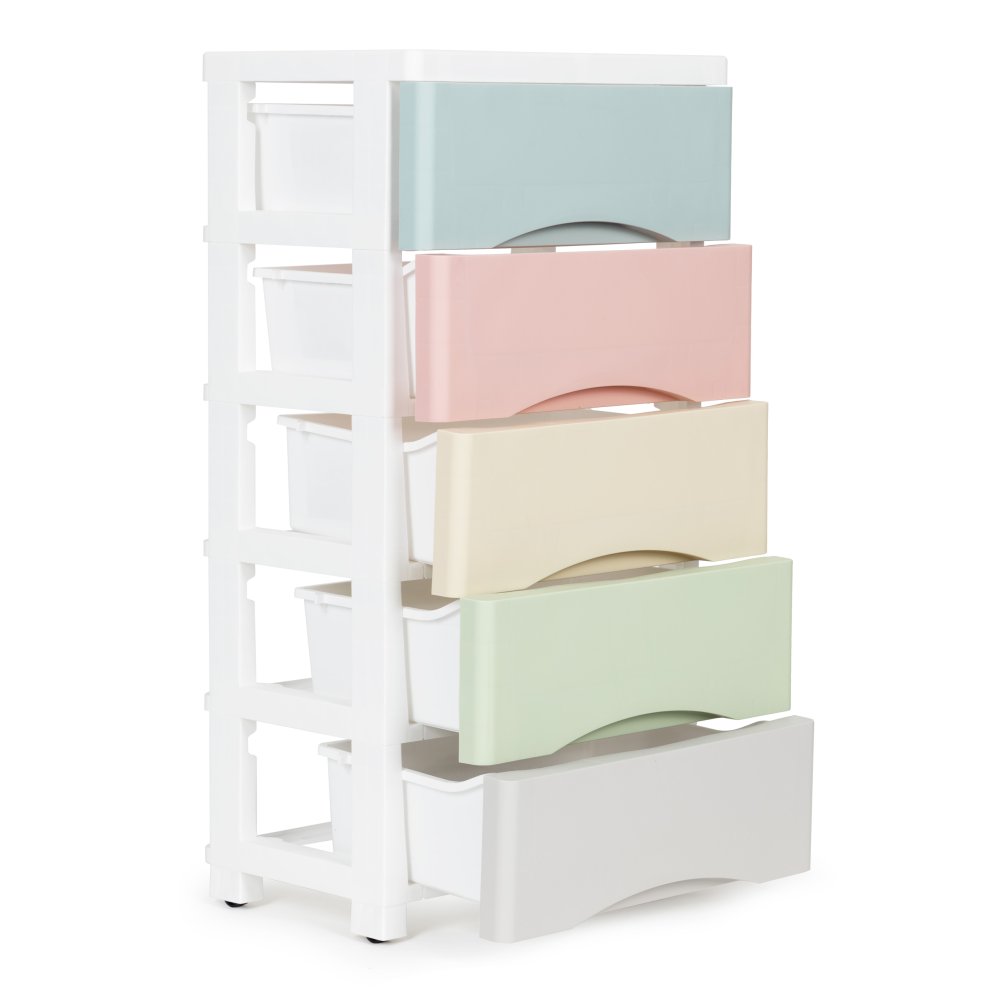 ModernHome 5-Drawer Rolling Storage Cart, Mobile Organizer for Kids Room, Multi-Color (3)