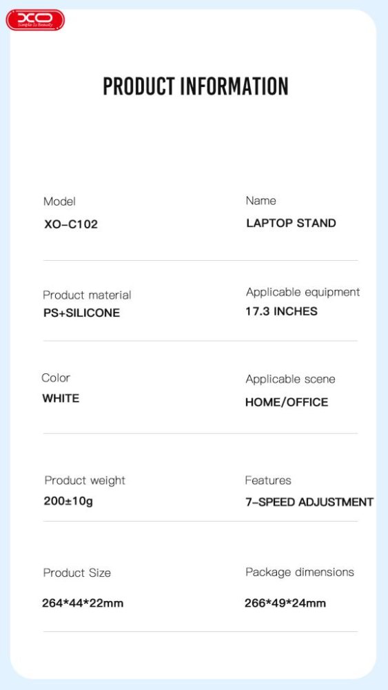 XO C102 Stand Laptop Desktop Support Holder, White (0)