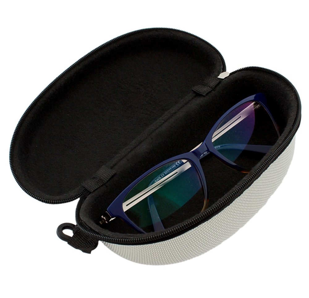 Protective Hard Shell Glasses Case with Zipper, Grey (0)