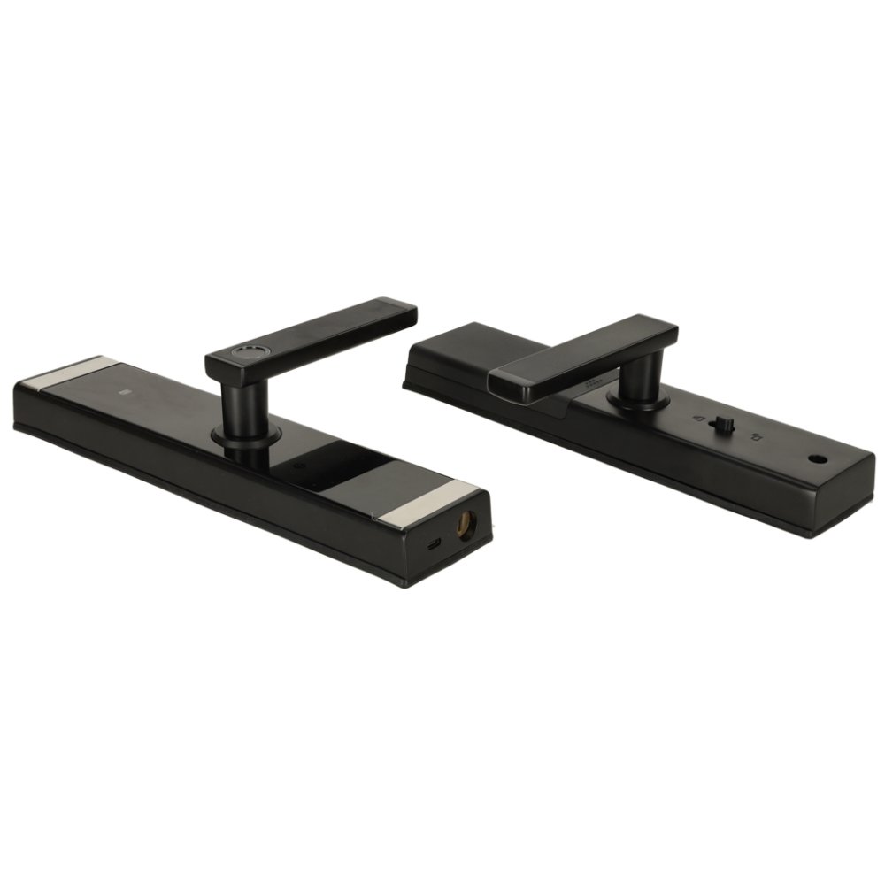 Smart Door Lock Handle with Fingerprint, Keypad, and Bluetooth, Black (3)