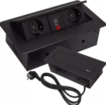 Built-in Retractable Double Socket in the Tabletop with USB