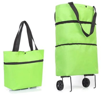 Folding bag on wheels green