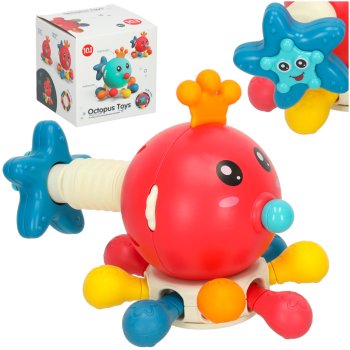Bibi-inn Octopus Sensory Teether Toy for Babies, Red