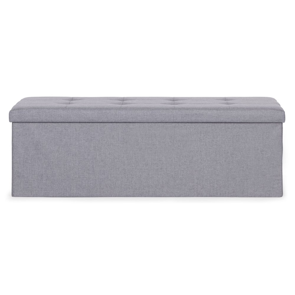 Storage Ottoman Bench 111x38 cm ModernHome Upholstered Chest, Light Gray (2)