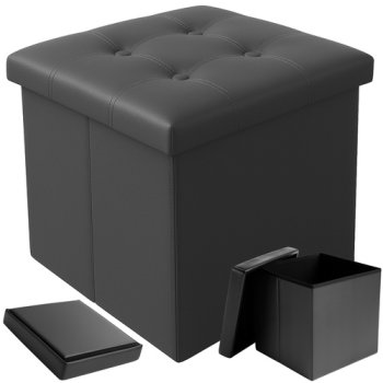 Ruhhy Folding Storage Ottoman Cube with Lid 25780, Gray