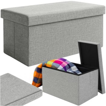 Foldable Storage Ottoman Bench Ruhhy 26131, 76x38x38cm, Grey