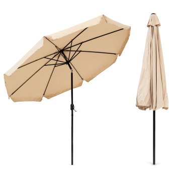 Large Garden Umbrella 3m with Crank and Tilt MultiGarden, Beige