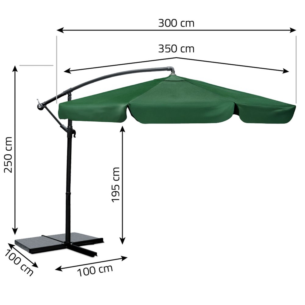 Plonos Foldable Garden Umbrella, 350 cm, Green (1)