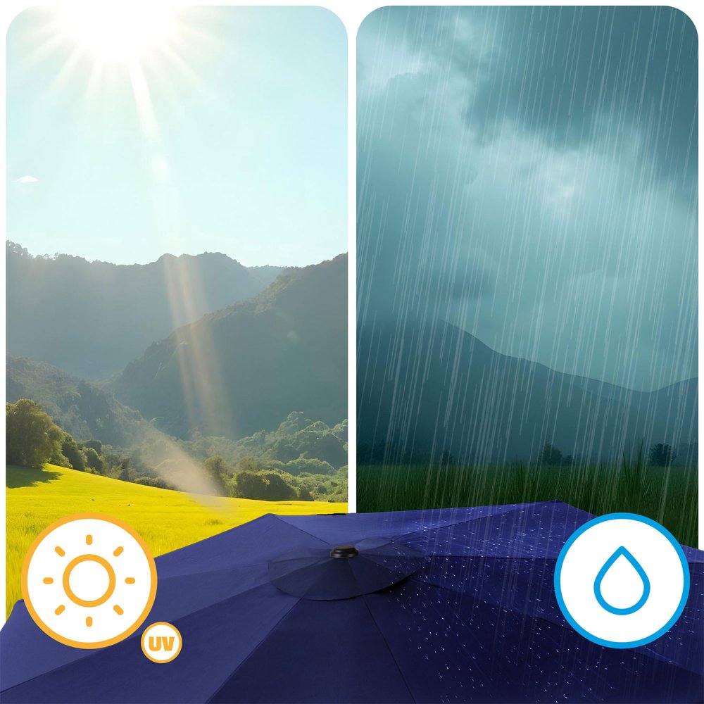 Plonos Foldable Garden Umbrella, 300 cm, Blue (3)