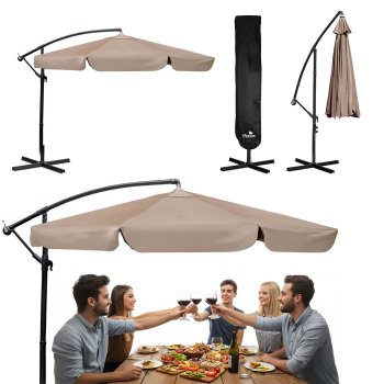 Plonos Foldable Garden Umbrella, 350 cm, Beige