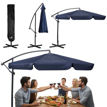Plonos Foldable Garden Umbrella, 350 cm, Blue