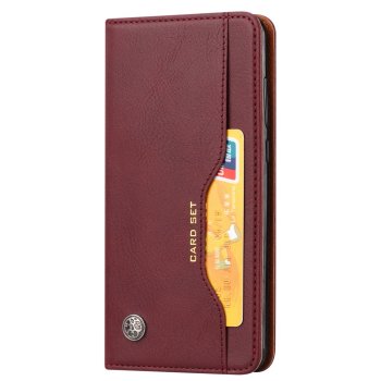 Huawei P20 2018 (EML-L29) PU Leather Wallet Book Case Cover, Wine Red