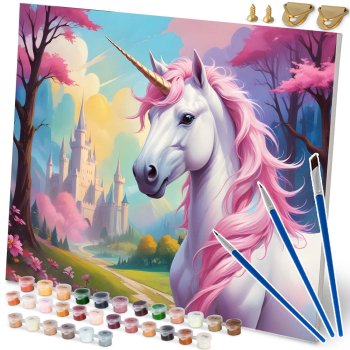Massido Paint by Numbers Unicorn Canvas 40x50 cm - DIY Art Kit for Adults