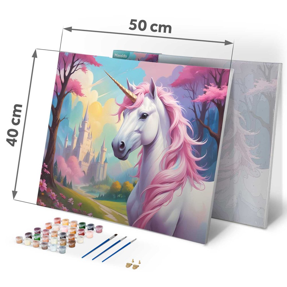 Massido Paint by Numbers Unicorn Canvas 40x50 cm - DIY Art Kit for Adults (2)
