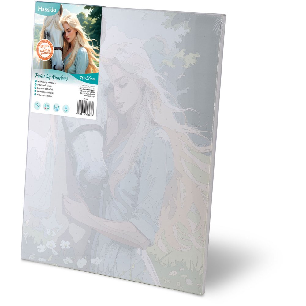 Massido Paint-by-Numbers Kit 40x50 cm - Woman with Horse Portrait Artwork (1)