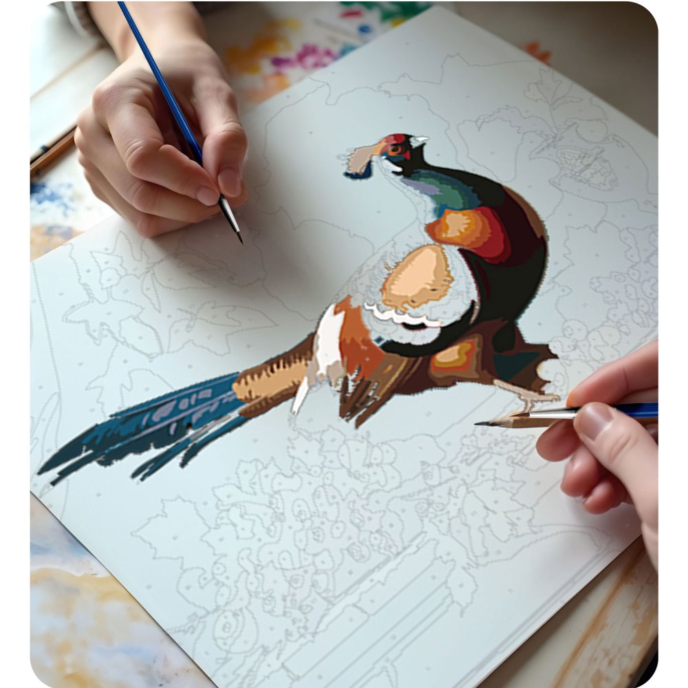 Massido Paint by Numbers Kit 40x50 cm - Vibrant Pheasant Art (3)