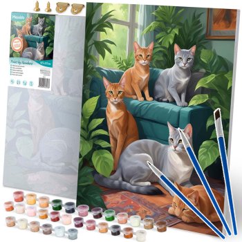 Massido Paint by Numbers Kit 40x50 cm – Artistic Cats Canvas