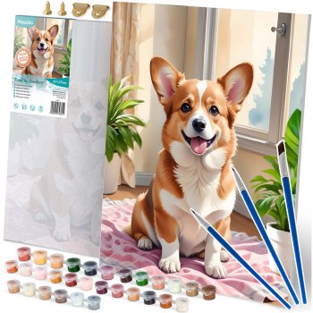 Massido Corgi Paint by Numbers Kit 40x50 cm - DIY Pet Art Canvas