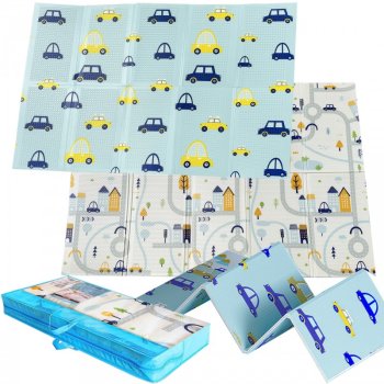 NICEKIDS Double-sided Foldable XPE Foam Play Mat Pad Rug for Kids, Road/Cars, 200x150cm