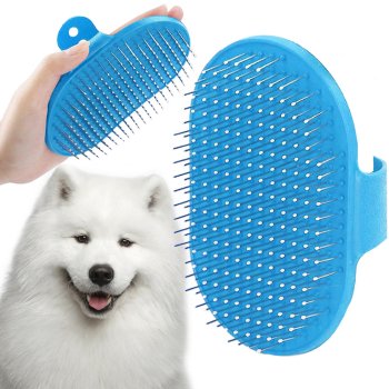 Soft Pet Grooming Brush for Dogs and Cats, Deshedding Massage Comb, blue