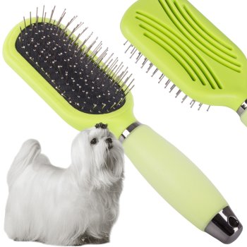 Self-Cleaning Slicker Brush for Dogs and Cats Grooming, Green