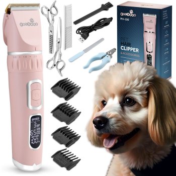 Pet Grooming Clippers Pethaus PH-100 Cordless Low Noise Kit for Dogs & Cats, pink
