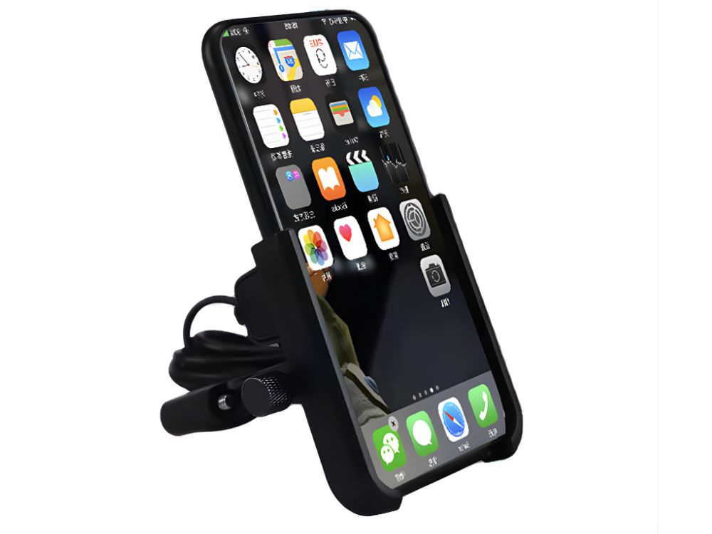 Motorcycle Phone Mount with USB Charger, Adjustable Handlebar Holder, Black (0)