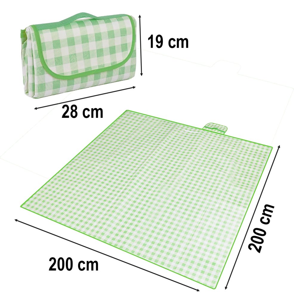 Beach Picnic Blanket Waterproof Portable Camping Mat 2x2m, Light Green (0)