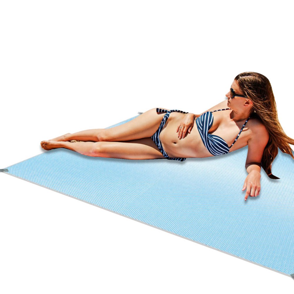 Sand Free Beach Mat Blanket XXL 200x200cm, Blue (2)