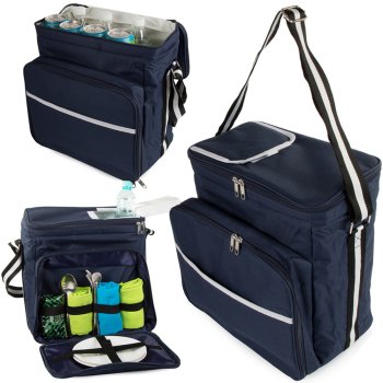 Insulated picnic bag with thermal lining, adjustable strap, 33x33x24 cm