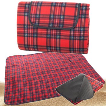 Large Waterproof Picnic Blanket for Beach & Camping 150x200cm, Red Plaid