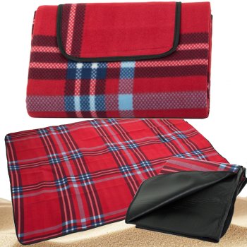 Large Waterproof Picnic Blanket with Insulation XXL 150x200cm, Red Plaid