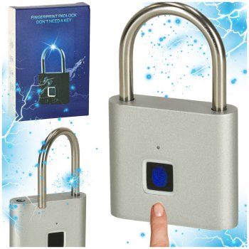 Smart Fingerprint Padlock, Heavy-Duty Steel Biometric Lock, Carbon