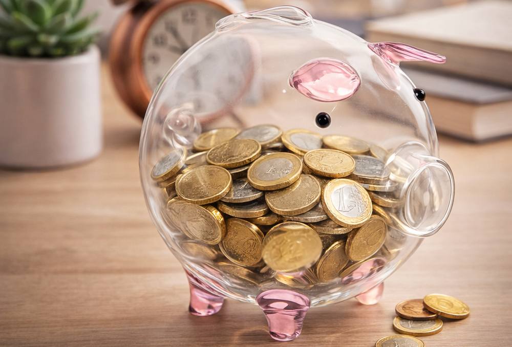 Small Glass Piggy Bank for Coins and Bills, Clear Money Saving Jar for Adults & Kids (0)