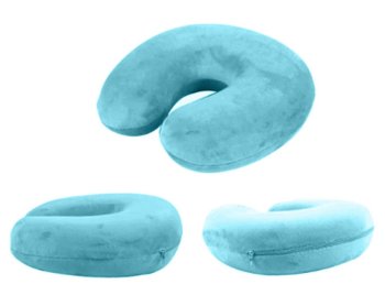 Blue memory travel pillow