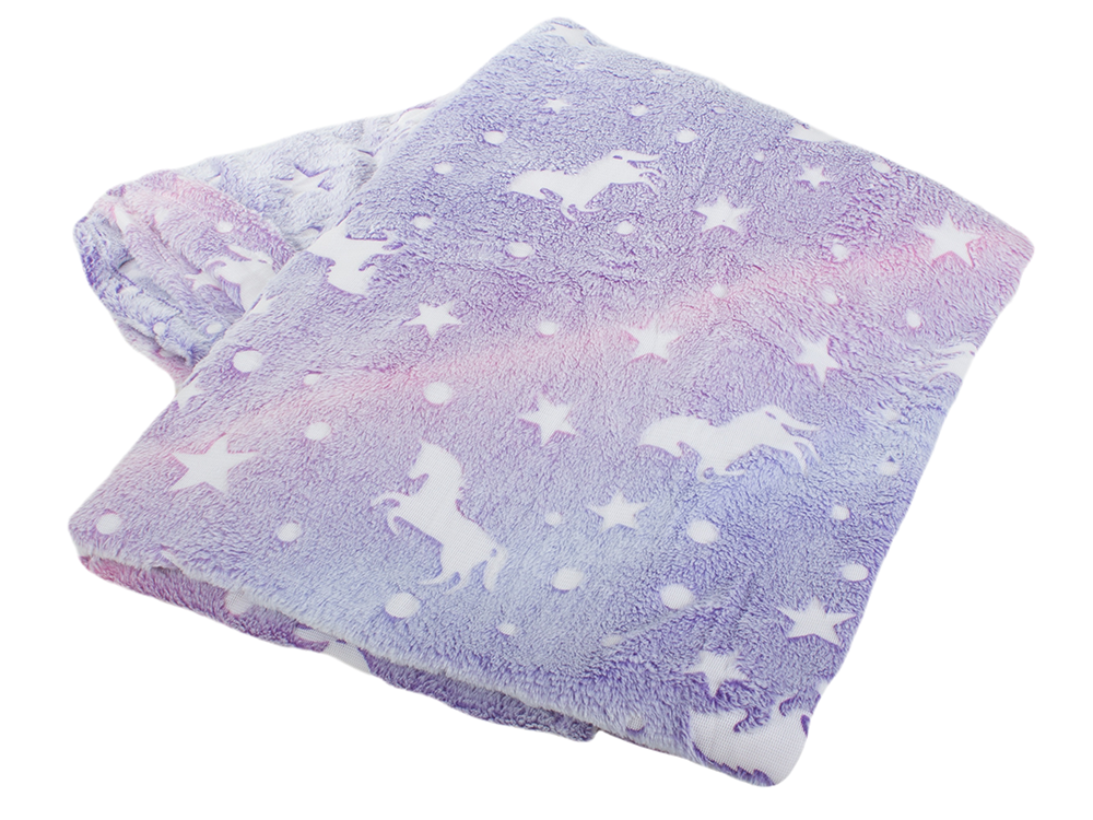 Glow in the Dark Throw Blanket 150x200 cm, Soft Cozy Plush for Kids Bed, Purple (3)