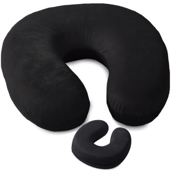 Memory Foam Travel Neck Pillow for Car and Airplane, Black