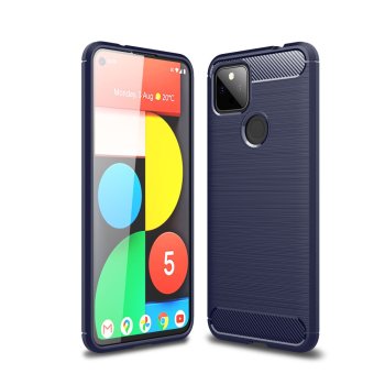 Google Pixel 5a 5G Carbon Flexible Cover TPU Case, Blue
