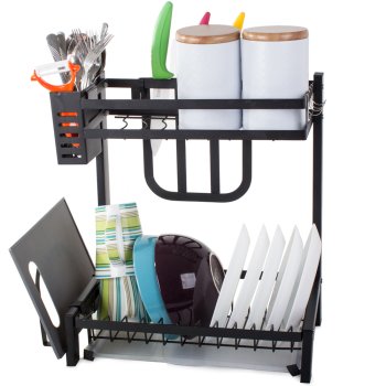2-Tier Dish Drying Rack, Black